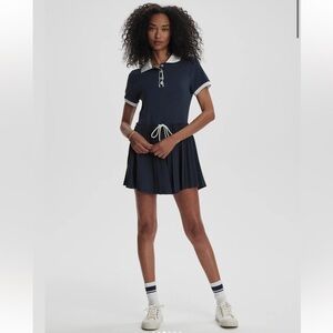 Varley Navy and White Mini Dress